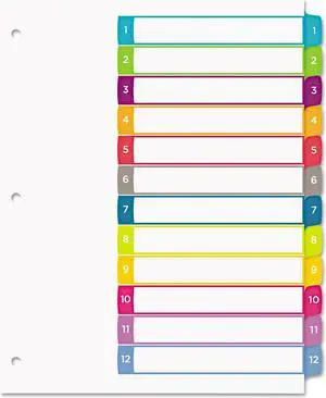 Avery Ready Index Table of Contents Dividers Multicolor Tabs 1-12 Letter 11843