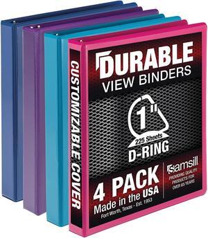 Samsill Durable View Binders 3 D-Ring Assorted Color 4 Pack (MP46439)