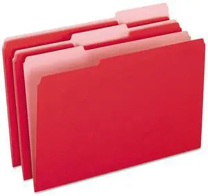Pendaflex Colored File Folders 1/3 Cut Top Tab Legal Red/Light Red 100/Box 15313RED