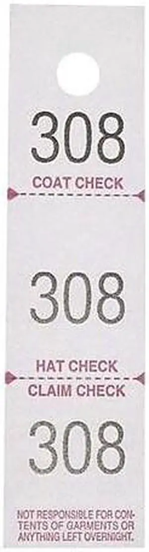 Sparco Coat Check Tickets 3-Part 500/PK White 99300