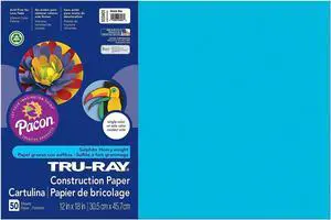 Pacon Construction Paper 76lb 12"x18" 50/PK Atomic Blue 103401