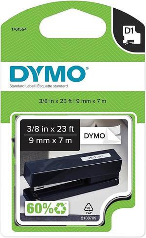 DYMO D1 Standard 1761554 Label Maker Tape 0.38"W Black On White 862586