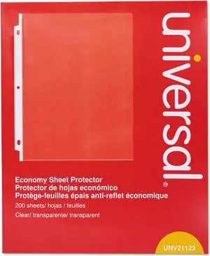 UNIVERSAL Standard Sheet Protector Economy 8 1/2 x 11 Clear 200/Box 21123
