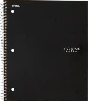 Five Star Wirebound Notebook College Rule 11 x 8 1/2 100 Sheets Black 72057