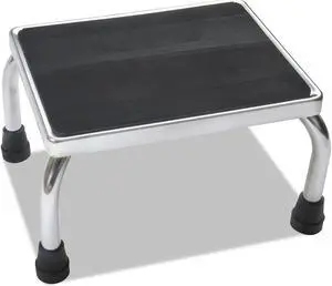 Medline Foot Stool 16w x 12d x 8 1/4h Steel Chrome/Black Mat MDS80430I