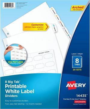 Avery Big Tab White Label Tab Dividers 8-Tab Letter 14435
