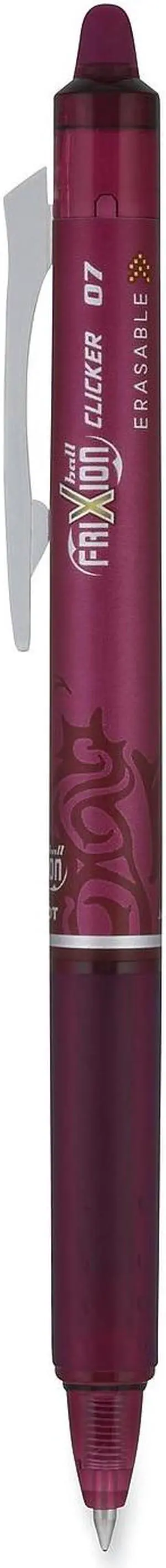 Pilot FriXion Clicker Erasable Gel Pen Retractable Fine 0.7 mm Burgundy Ink Burgundy Barrel Dozen 15131