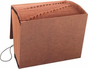 Business Source Accordion File w/Flap 1-31 31 Pocket Letter 12"x10" Brown 23681
