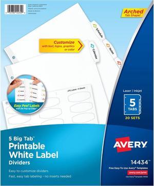 Avery Big Tab White Label Tab Dividers 5-Tab Letter 14434