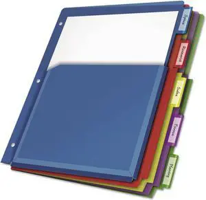 Cardinal Poly Expanding Pocket Index Dividers 5-Tab Letter Multicolor per Pack 84012