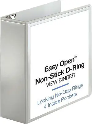 Business Source View Binder Locking D-Ring 4" Capacity Letter White 26963