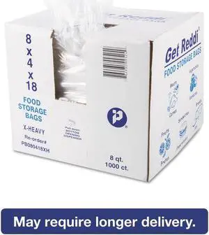 Inteplast Group Food and Utility Bags 8 x 4 x 18 8-Quart 1.20 Mil Clear 1000/Carton PB080418XH
