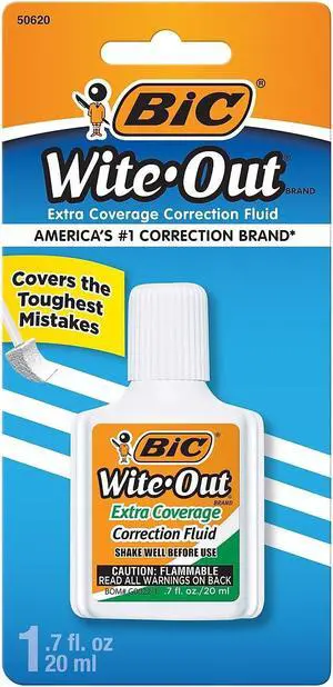 BIC Wite-Out Extra Coverage Correction Fluid White (50624) 521880