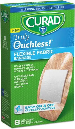 Medline Ouchless Flex Fabric Bandages 1.65 x 4 8/Box CUR5003