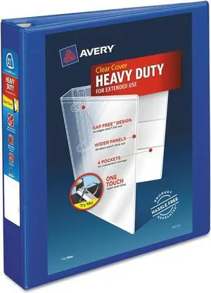 Avery Heavy-Duty View Binder w/Locking EZD Rings 1 1/2" Cap Pacific Blue 79775