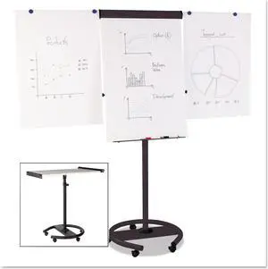 MasterVision 360 Multi-Use Mobile Magnetic Dry Erase Easel 27 x 41 Black Frame EA4806156
