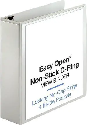 Business Source View Binder Locking D-Ring 3" Capacity Letter White 26961