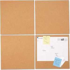 UNIVERSAL Cork Tile Panels Brown 12 x 12 4/Pack 43404
