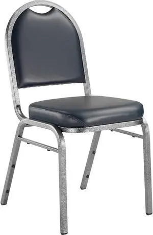 National Public Seating NPS 9200 Series Dome-Back Vinyl Padded Stack Chair Midnight Blue/Silvervein (9204-SV)