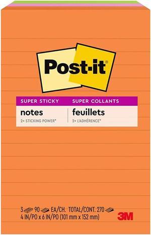 Post-it Pads in Rio de Janeiro Colors Lined 4 x 6 90-Sheet 3/Pack 6603SSUC
