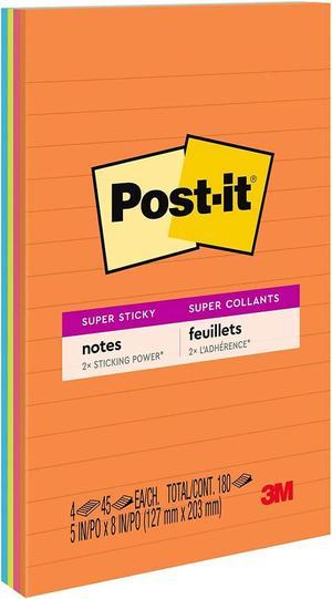 Post-it Pads in Rio de Janeiro Colors Lined 5 x 8 45-Sheet 4/Pack 5845SSUC