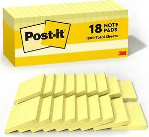 3M 65418CP Cabinet Pack  3 x 3  Canary Yellow  18 90-Sheet Pads Pack