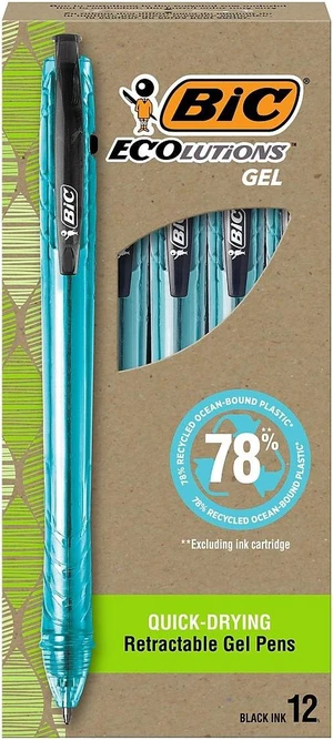 BIC ECOlutions Retractable Gel Pen Medium Point 1.0 mm Black Ink 12/Pack (RGLE11-BLK) BIC ECOlutions Retractable Gel Pen Medium Point 1.0 mm Black Ink 12/Pack (RGLE11-BLK)
