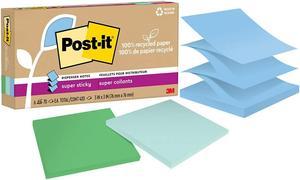 Post-it Recycled Super Sticky Pop-up Notes 3" x 3" Oasis Collection 70 Sheet/Pad 6 Pads/Pack (R330R-6SST)