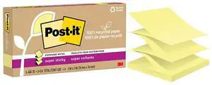 Post-it Recycled Super Sticky Pop-up Notes 3" x 3" Canary Collection 70 Sheet/Pad 6 Pads/Pack (R330R-6SSCY)