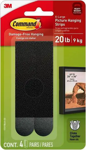 Command Picture Hanging Strips Black 4 Pairs/Pack (17217BLK-ES)