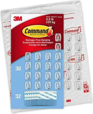 Command Mini Hooks Clear 30 Hooks/Pack (17006CLR-30NA)