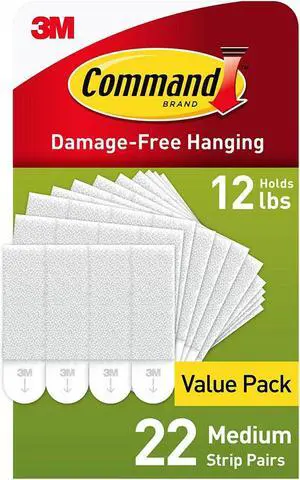 Command Medium Picture Hanging Strips Damage Free Hanging of Dorm Decorations 22 Pairs 44 Command Strips (17204-22NA) 1720422NA