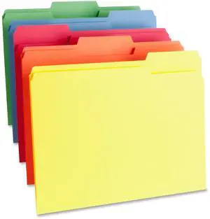 Business Source Color File Folder 1-Ply 1/3 Cut Tabs Letter 100/BX AST 65780