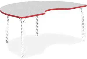 Lorell Activity Tabletop Kidney 48"x72" Gray/Red 99925