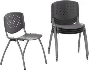 Flash Furniture HERCULES Series Plastic Stack Chair Gray 5 Pack (5RUTF01AGY)
