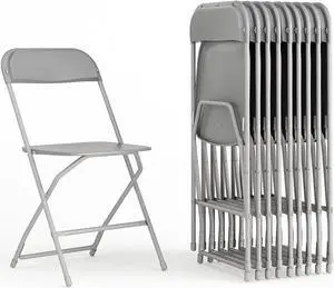 Flash Furniture HERCULES Premium Plastic Stacking & Folding Chair Gray 10/Pack 10LEL3GREY