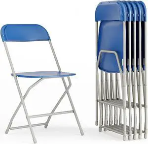 Flash Furniture Plastic Folding Chair Blue Set of 6 (6LEL3BLUE)