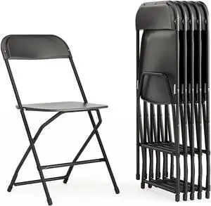Flash Furniture Plastic Folding Chair Black Set of 6 (6LEL3BLACK)