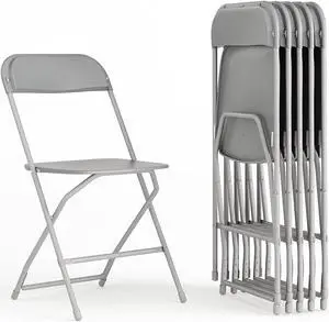 Flash Furniture Plastic Folding Chair Grey Set of 6 (6LEL3GREY)