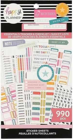 The Happy Planner Essentials Tracker & Checklist Classic Stickers Assorted Colors 990/Pack (SVP130-151)