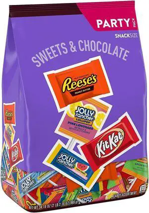 Hershey's JOLLY RANCHER KIT KAT and REESE'S Assorted Flavored Snack Size Candy Party Pack 34.19 oz (HEC93942)