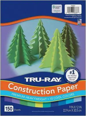 Tru-Ray 9" x 12" Construction Paper Cool Assorted 150 Sheets/Pack (P6687)