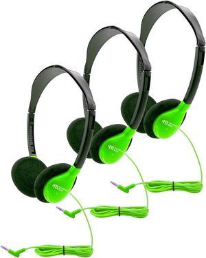 HamiltonBuhl Personal On-Ear Stereo Headphone Green Pack of 3 (HECHA2GRN-3)