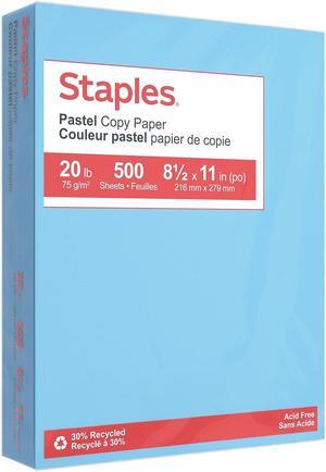 Staples Pastel 30% Recycled Color Copy Paper 20 lbs. 8.5" x 11" Blue 500/Ream (14786) Staples Pastel 30% Recycled Color Copy Paper 20 lbs. 8.5" x 11" Blue 500/Ream (14786)