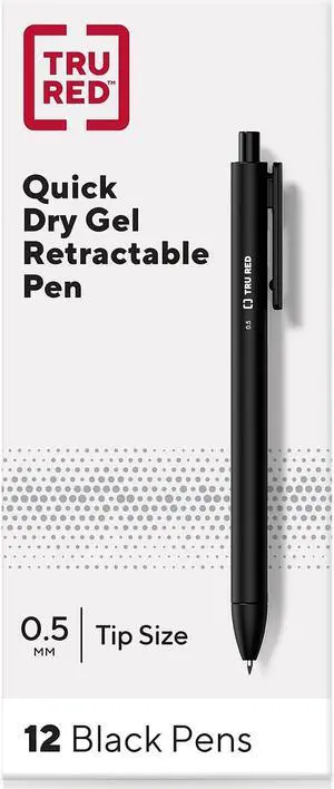 TRU RED Retractable Quick Dry Gel Pens Fine Point 0.5mm Blk Dozen TR54489