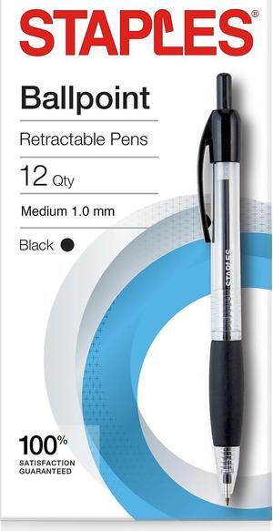 Staples BALLPNT RET MEDIUM 1.0MM DZN 2498018