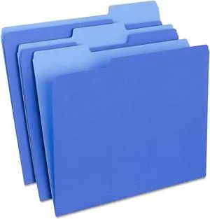 MyOfficeInnovations Colored File Folders 3-Tab Letter Blue 100/Box 224527