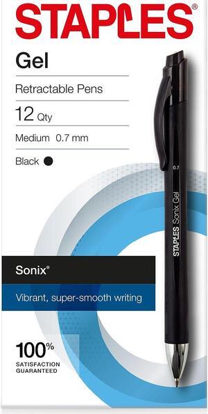 Staples Sonix Retractable Gel-Ink Pens Medium Point Black Dozen (13561-CC) 651254
