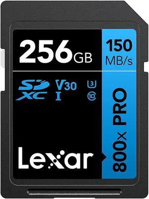 Lexar High-Performance 800x PRO BLUE Series 256GB SDXC Memory Card Class 10 UHS-I V30 (LSD0800P256G-BNNNU)