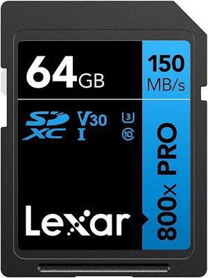 Lexar High-Performance 800x PRO BLUE Series 64GB SDXC Memory Card Class 10 UHS-I V30 (LSD0800P064G-BNNNU)